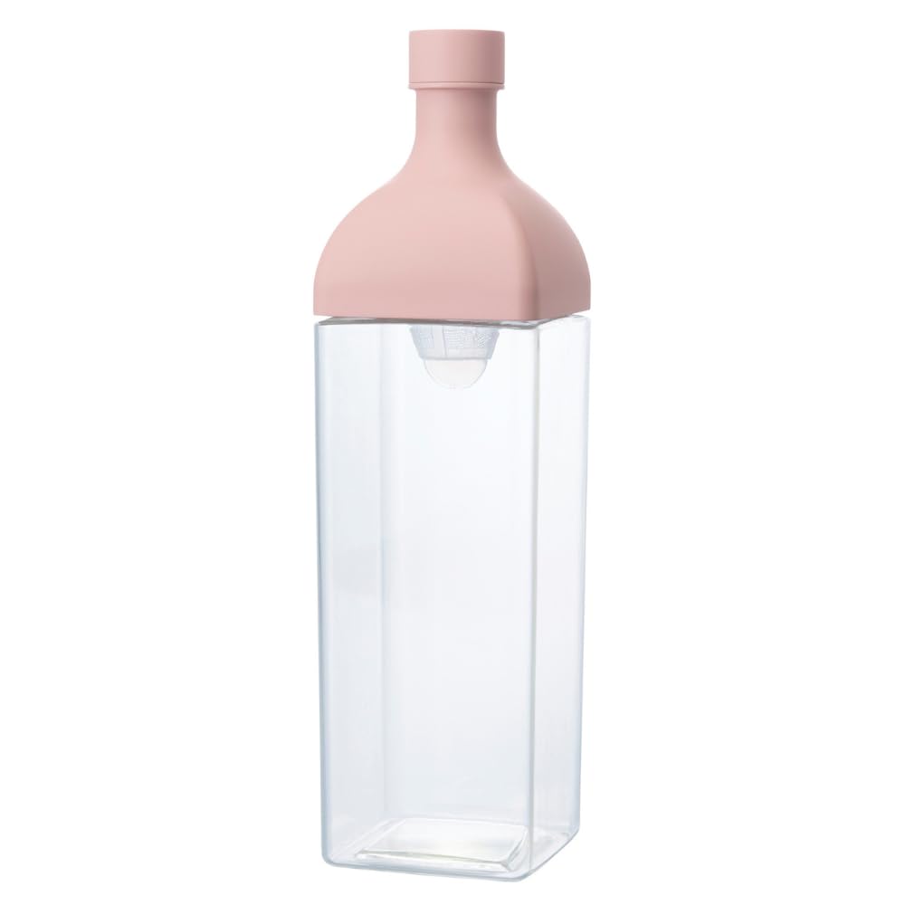 HARIO Kirk Bottle 1200ml Smoky Pink Resin Vertical and Horizontal Pitcher with Tea Strainer Made in Japan KAB-120-SPR