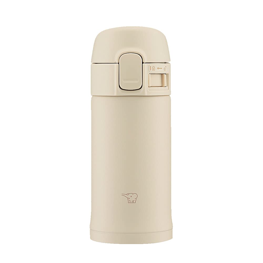 Zojirushi Water Bottle Stainless Steel Mug Small Capacity 200ml [Compact and Easy to Carry] One-Touch Type Heat/Cold Lightweight Beige SM-PD20-CM