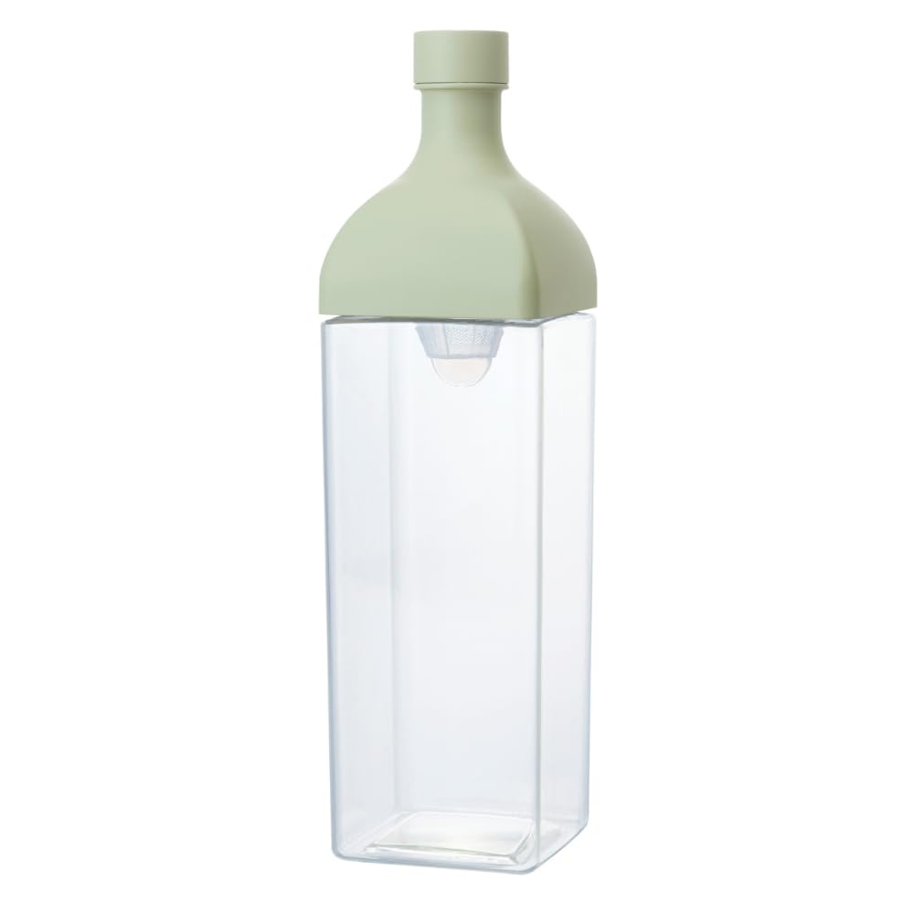 HARIO Kirk Bottle 1200ml Smoky Green Resin Vertical and Horizontal Pitcher with Tea Strainer Made in Japan KAB-120-SG