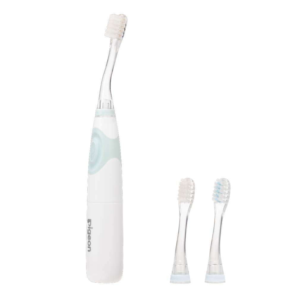 Pigeon Electric Toothbrush for First Finishing Green (From around 6 months) Comes with 2 types of flocked brushes