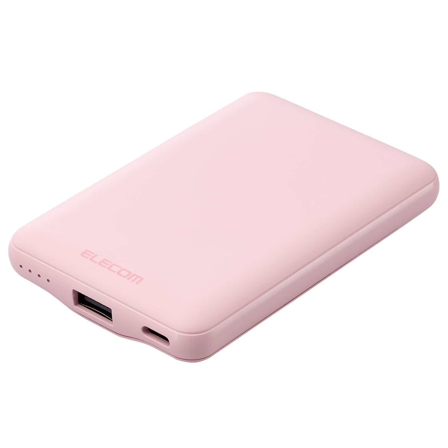 ELECOM Mobile Battery Lightweight Small Thin 5000mAh 15W 5V 3A Type-C USB-A Cable Included [Compatible with iPhone15 / SE3, etc.] Pink DE-C45-5000PN