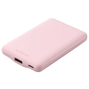 ELECOM Mobile Battery Lightweight Small Thin 5000mAh 15W 5V 3A Type-C USB-A Cable Included [Compatible with iPhone15 / SE3, etc.] Pink DE-C45-5000PN