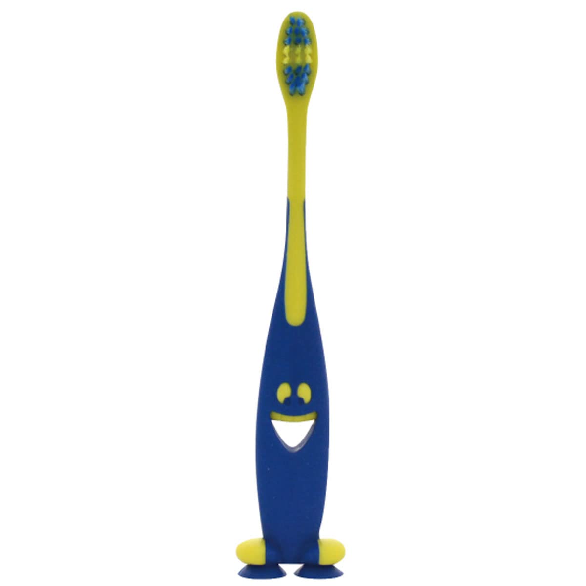Pitatto Smiley Toothbrush with Suction Cup & Cap, Fun Blue, 1 piece