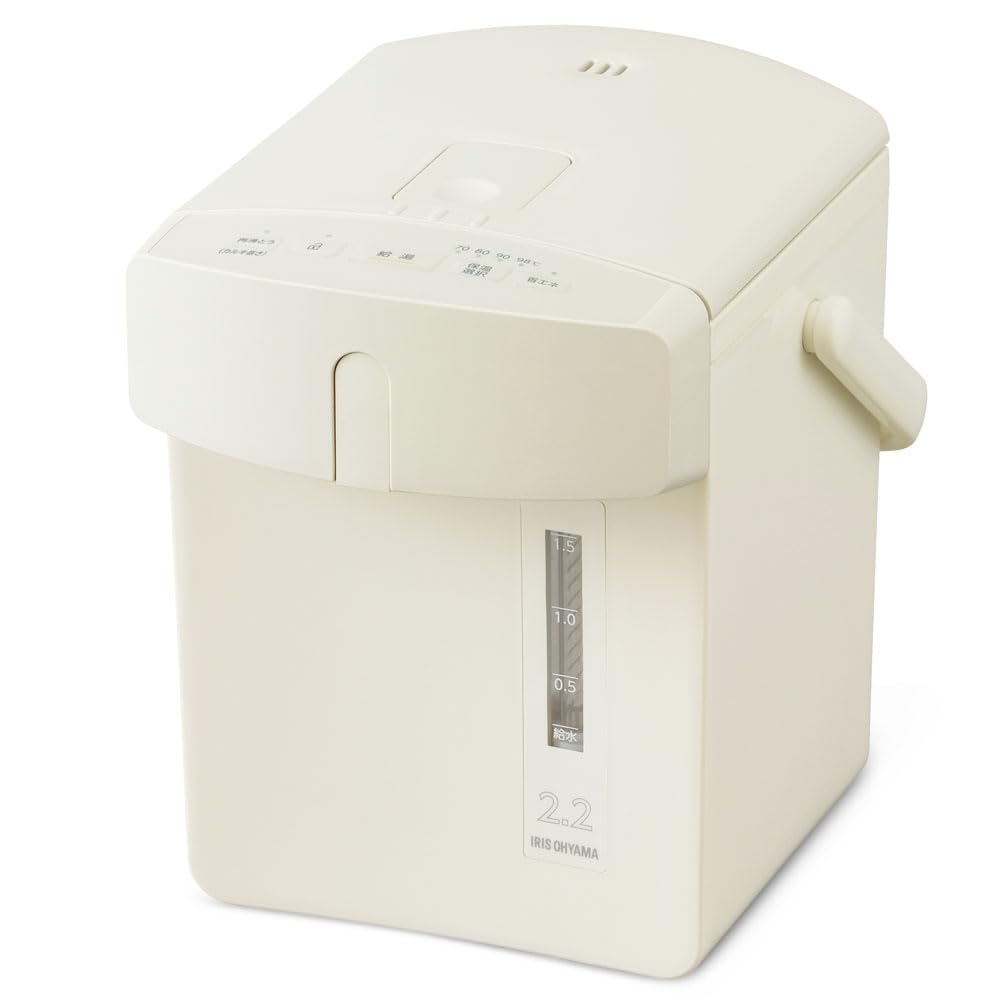 [Power Saving Measures] Iris Ohyama Electric Pot 2.2 liters Small Safety Lock Empty Firing Prevention Function Heat Retention Adjustment Microcomputer Type Ivory IAHD-222-C Stylish Cute 2l