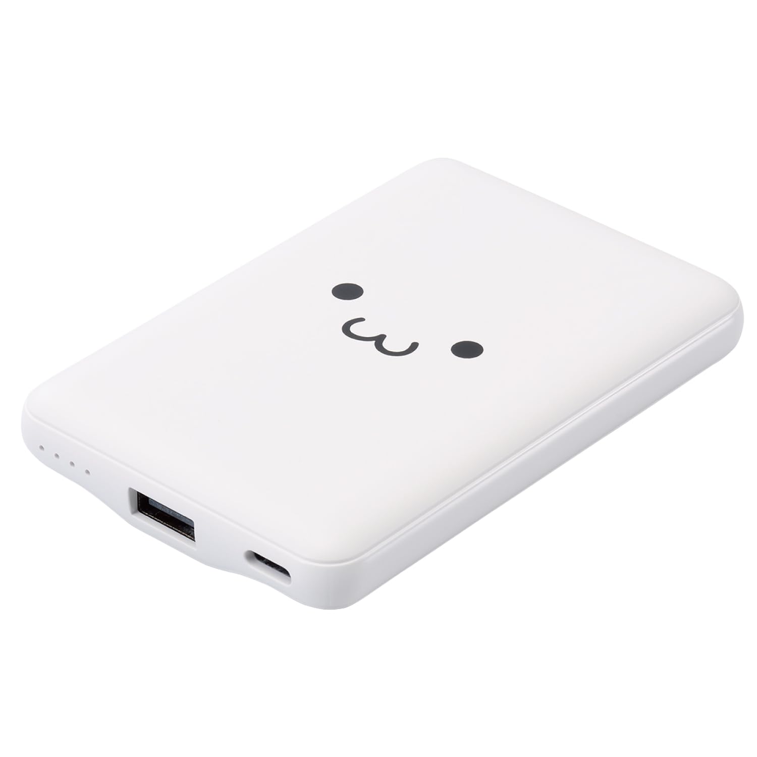 ELECOM Mobile Battery Lightweight Small Thin 5000mAh 15W 5V 3A Type-C USB-A Cable Included [Compatible with iPhone15 / SE3, etc.] Shiro-chan (White x Black) DE-C45-5000WF