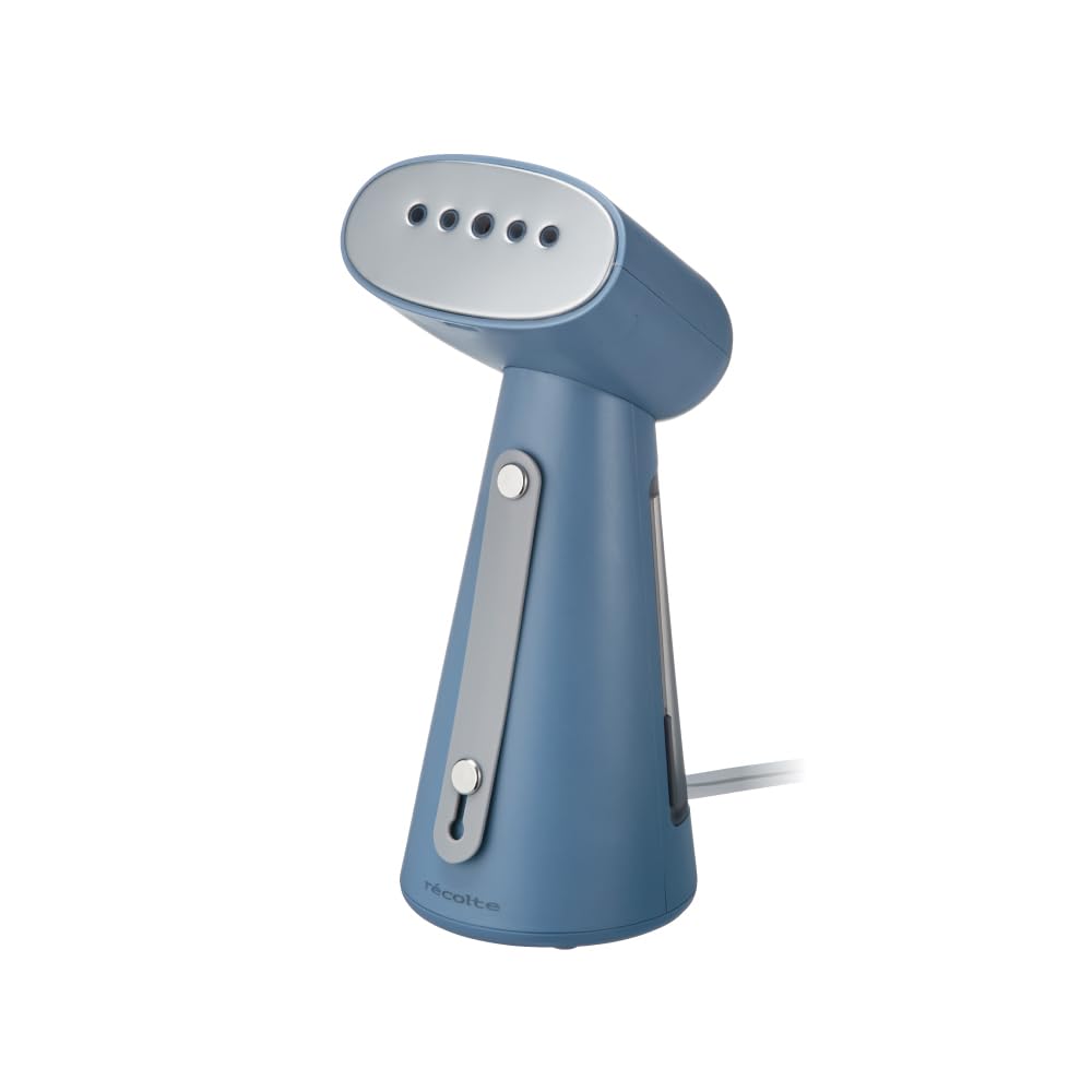 recolte Steam Iron, Handy Clothes Steamer, Stands up in about 25 seconds while on a hanger, Compact, Freestanding Type, 800W, Lightweight, Powerful, High Power, Disinfecting, Deodorizing, Wrinkle Removal, Blue RSI-1(BL)