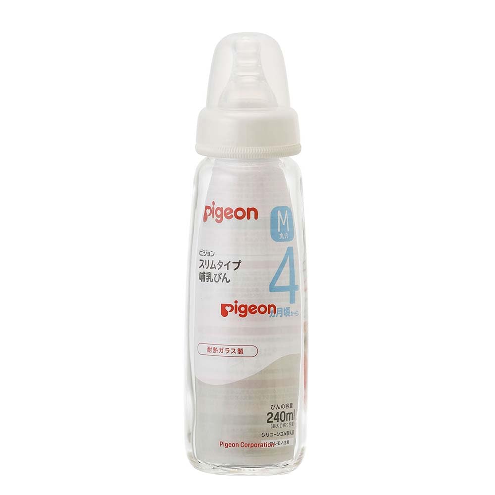 Pigeon Baby Bottle Slim Type 240ml Made of heat-resistant glass that cools quickly Scratch-resistant and hygienic