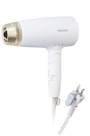TESCOM Hair dryer with protect ion care mode, speed up hood included, cold and hot air, large air volume, lightweight, foldable, easy pull plug, white TD560A-W