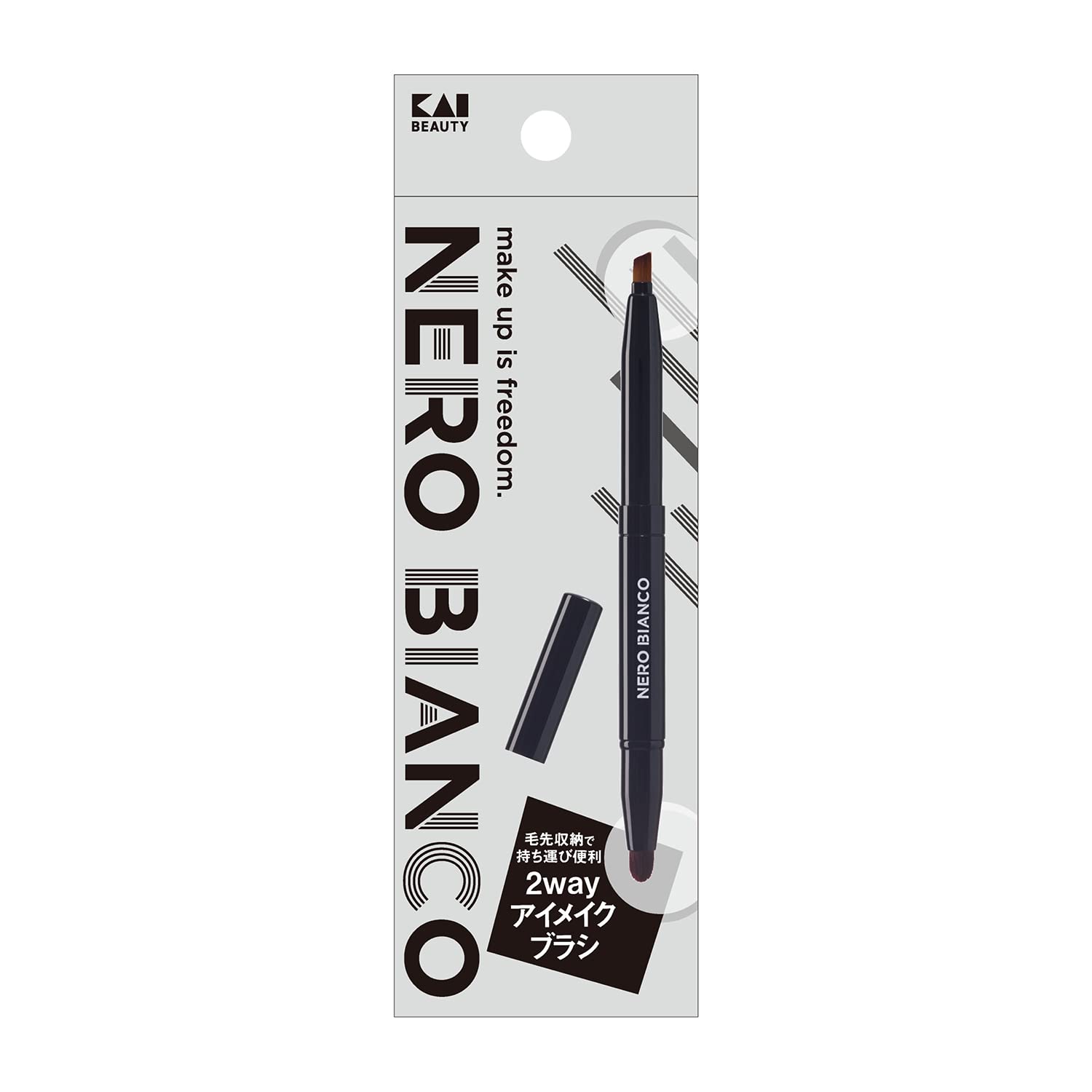 조개 NEROBIANCO 2way 아이 메이크업 브러쉬 메이크업 브러쉬 폭 넓은 테이퍼 캡 부착 슬라이드식 맨즈 레이디스 KQ3504