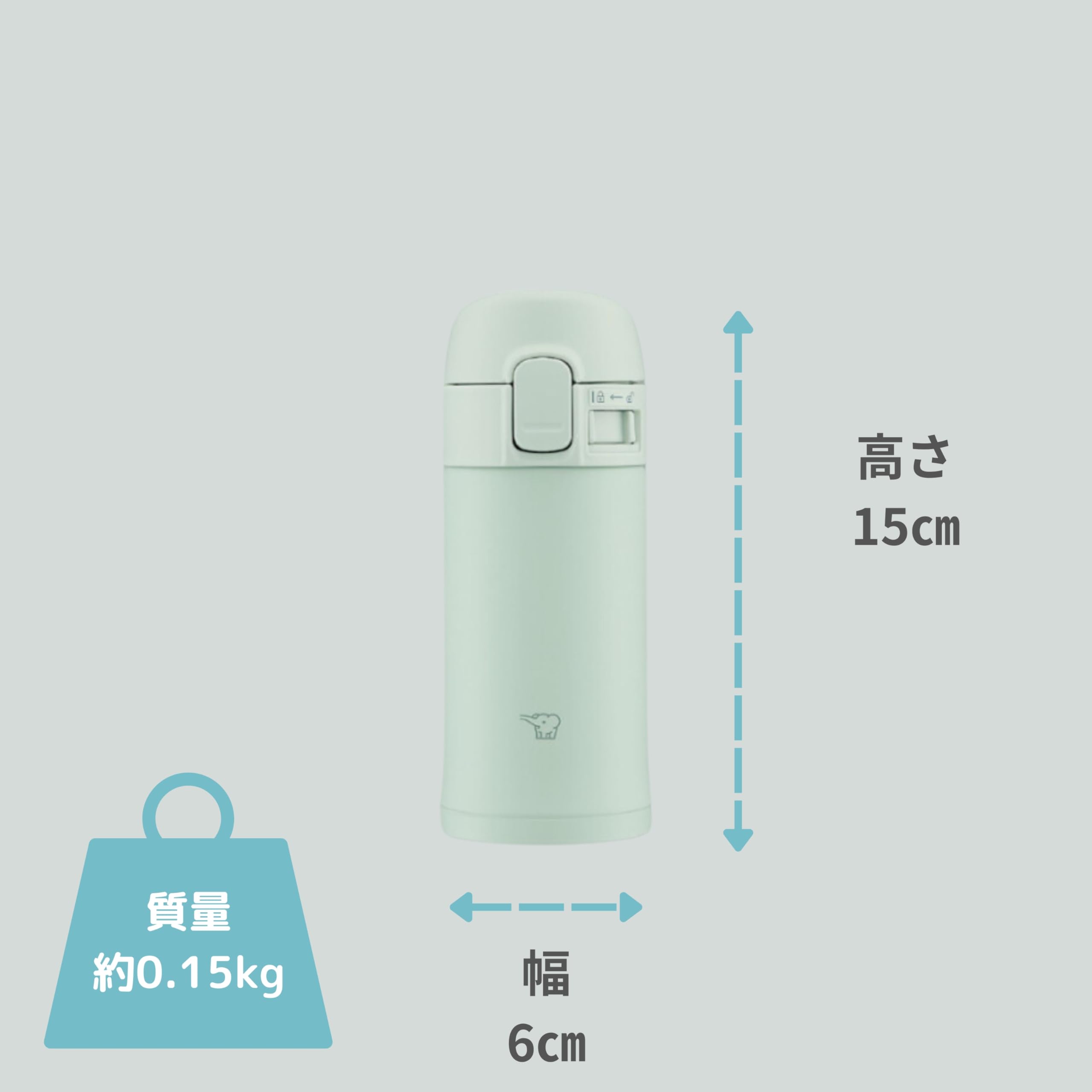 Zojirushi Water Bottle Stainless Steel Mug Small Capacity 200ml [Compact and Easy to Carry] One-Touch Type Heat/Cold Lightweight Sage Green SM-PD20-GM