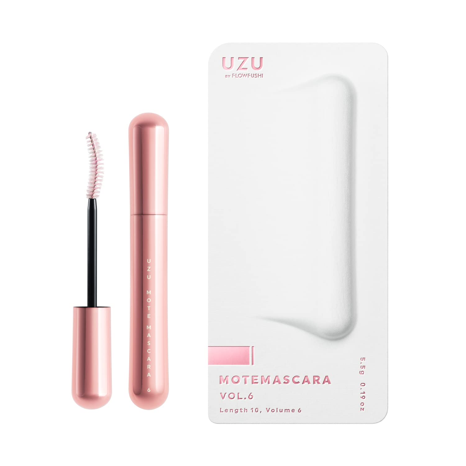 UZU BY FLOWFUSHI Mote Mascara [VOL6 - Airy Natural] Eyelash Care Water Resistant Hot Water Off Alcohol Free Hypoallergenic