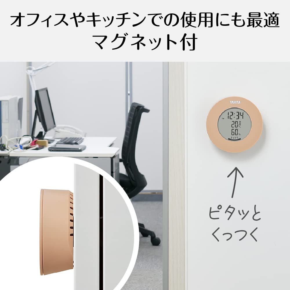 Tanita Thermohygrometer Clock Temperature Humidity Digital Tabletop Magnet Light Brown TT-585 BR