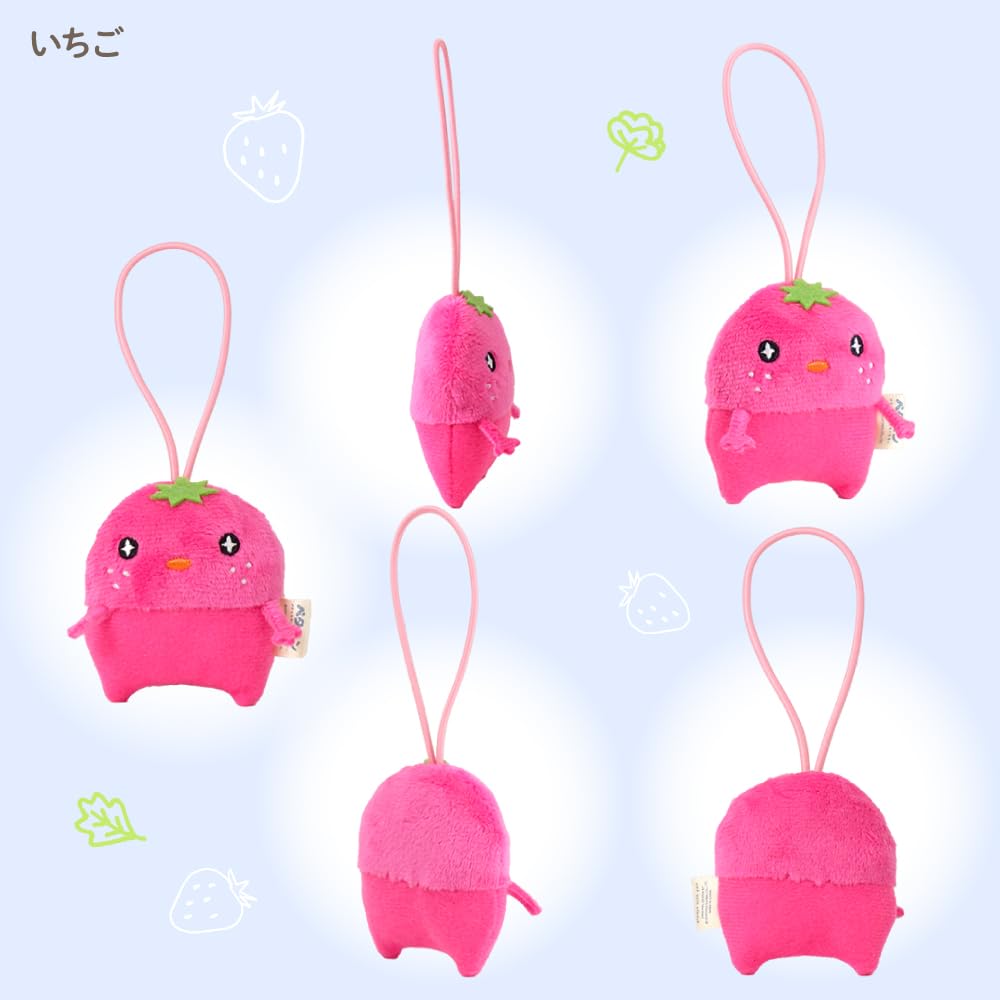 Morisaka Global Petamon Mascot Strawberry 5.5 x 2.5 x 6.5cm Fruit Strawberry Strap Charm Cute Stuffed Toy For Going Out Sewing Photography Bags and Backpacks PETA-0021