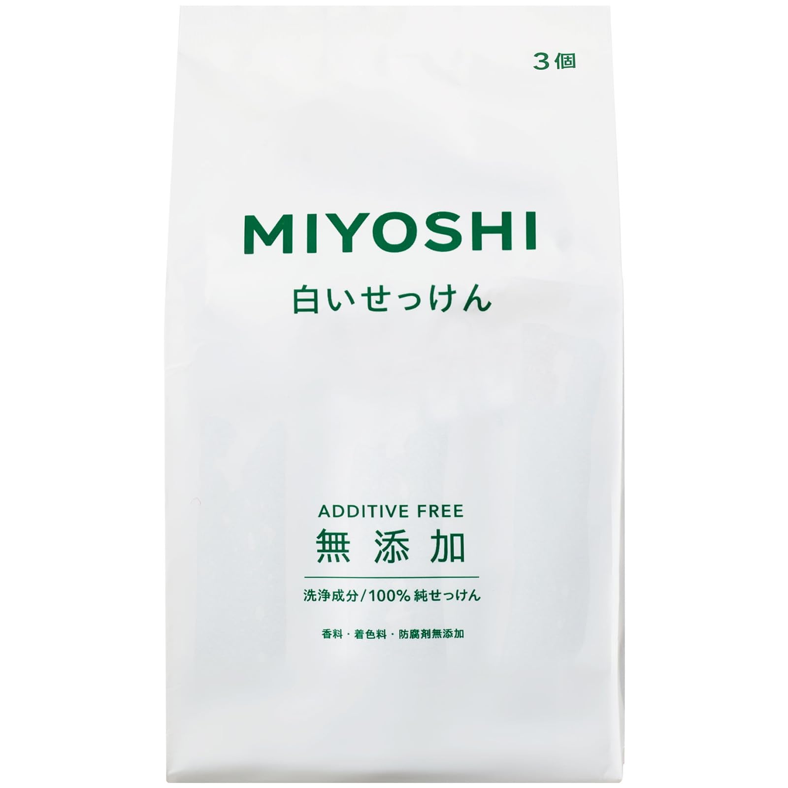 MIYOSHI Additive-free white soap 3P 108g x 3 pieces
