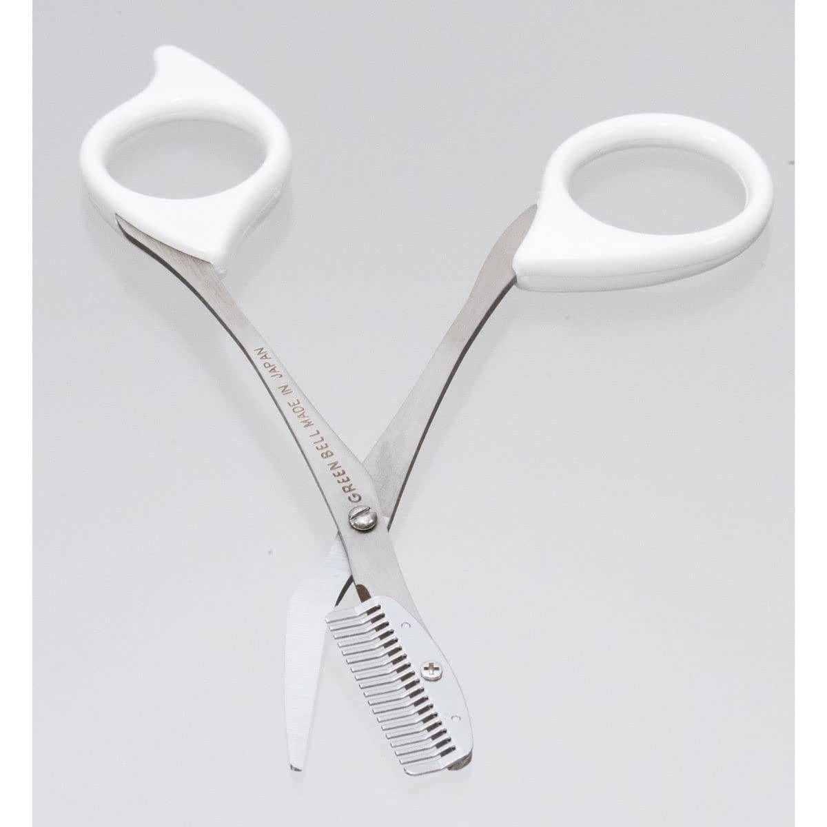 Green Bell Stainless Steel Eyebrow Scissors with Comb (White)