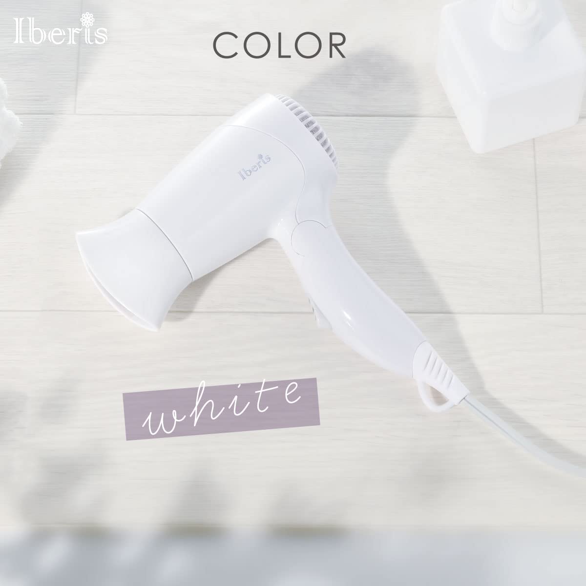 OHM Denki Iberis Hair Dryer Foldable Lightweight Small Mini Compact Portable Travel Unisex Bag-in Business Trip Outing Simple White HB-HI556W 00-5699