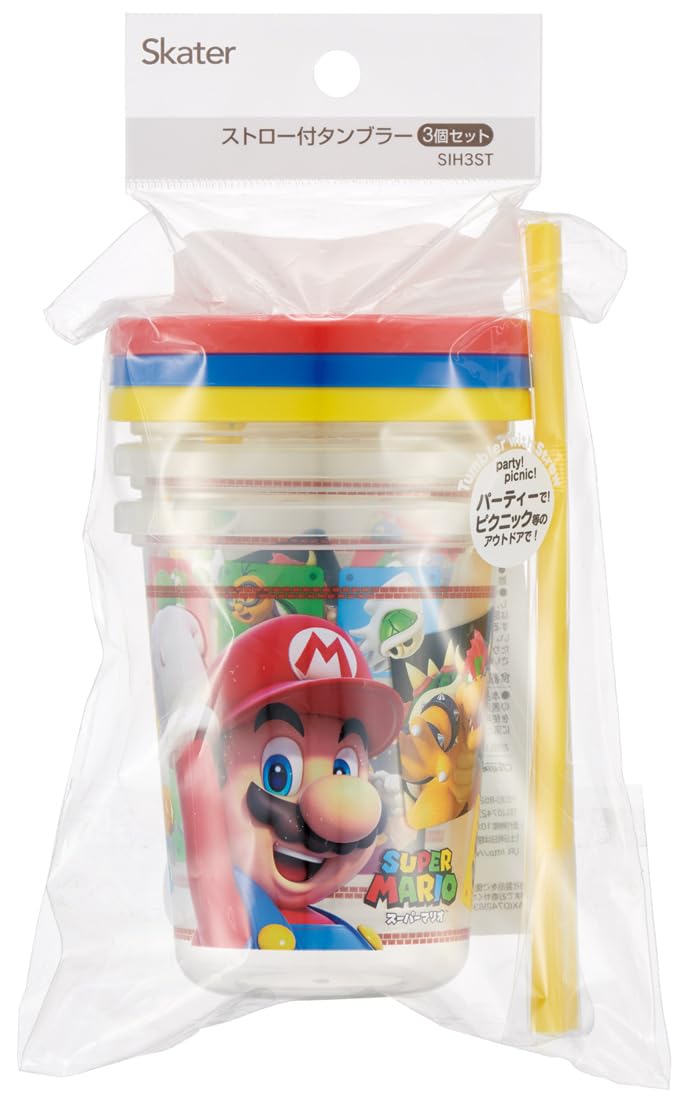 스케이터(Skater) 텀블러 빨대 포함 3개 320ml 슈퍼 마리오 23 일본제 SIH3ST-A