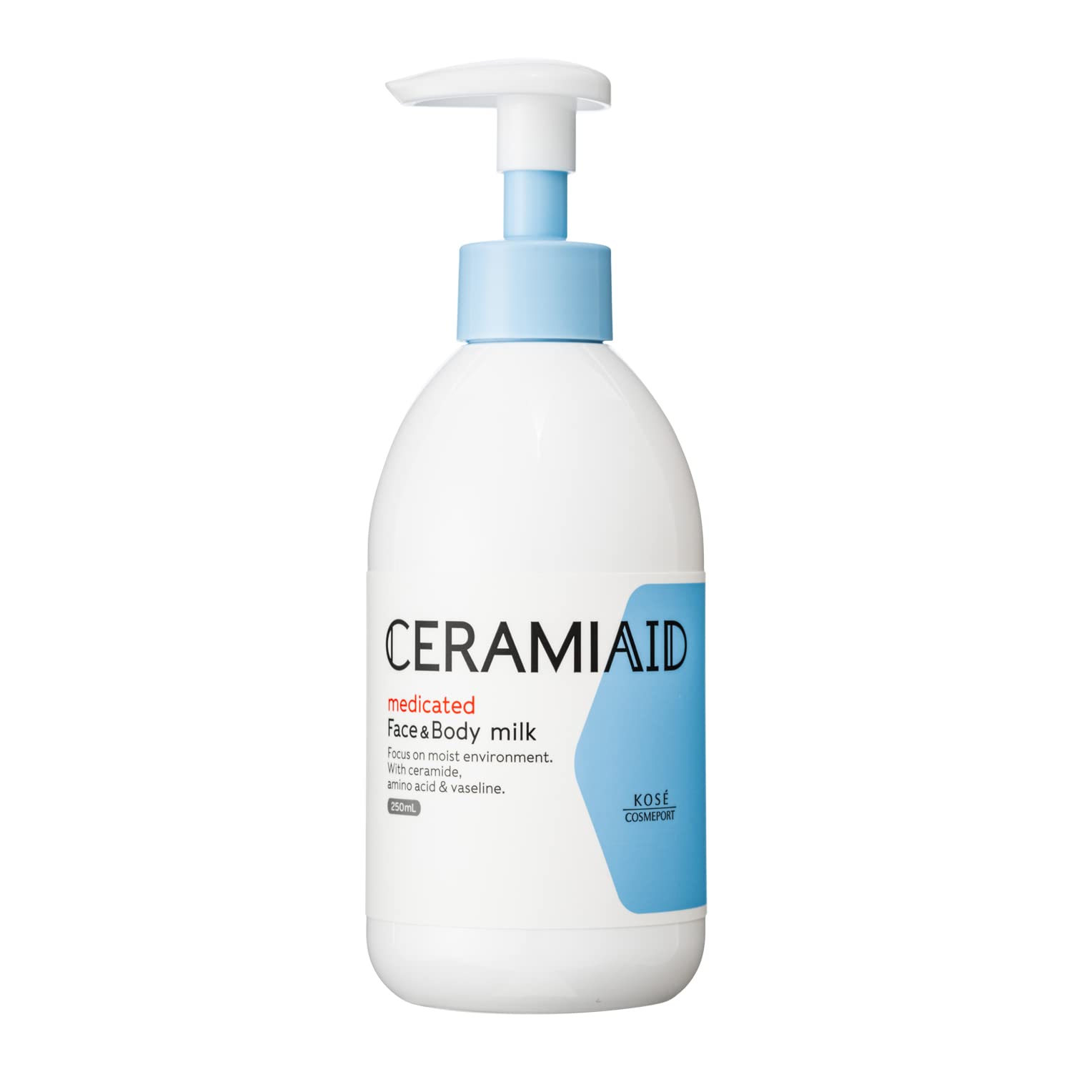 세라미에이드 약용 스킨 밀크 얼굴・몸용 전신 보습 우유 민감 피부 아기에도 사용할 수 있는 본체 250mL 펌프식 페이스 크림 바디 크림【의약부외품】KOSE