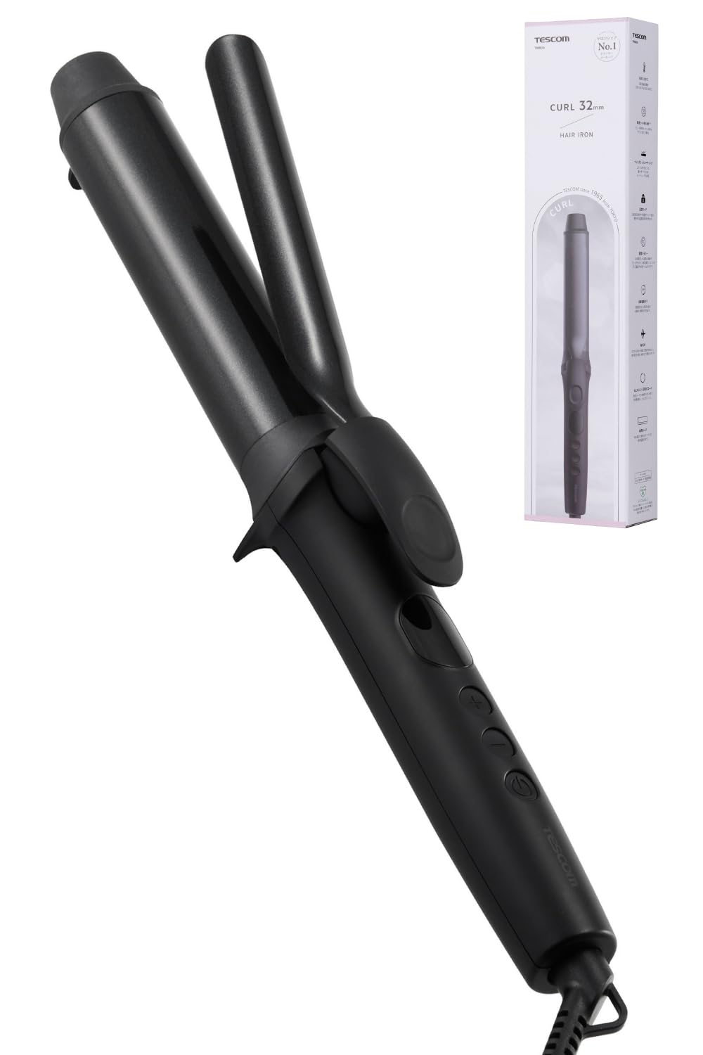 TESCOM Hair Iron Iron 32mm Nano Ceramic Coating 120-200℃ Temperature Adjustment/Lock/Memory Compatible with Overseas Auto Off Heat Resistant Pouch 1.7m Black TM363A-K