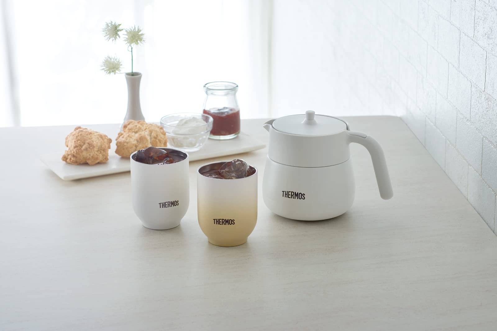 써모스 진공 단열 찻주전자 스트레이너 450ml 라이트 그레이 TTE-450 LGY