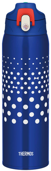 Thermos Water Bottle Vacuum Insulated 2-Way Bottle 1.0L/1.03L Navy Dot FJJ-1000WF NVD