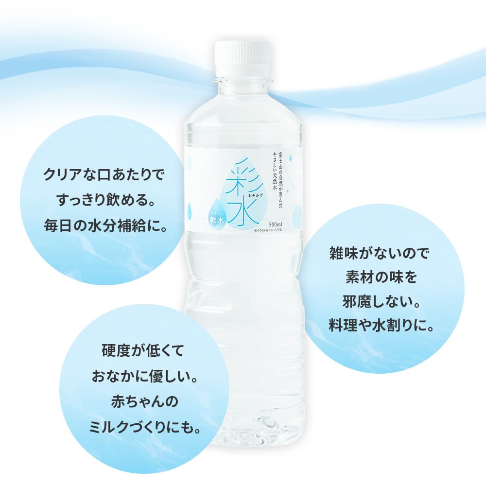 Mineral Water Ayamizu Water 500ml 24 bottles 1 case PET bottle Life Drink Company (72 bottles (24 bottles x 3 cases), labelless)