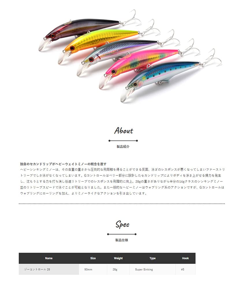 Jackson Minnow G Control 28 93mm 28g Black Impact BKI Lure