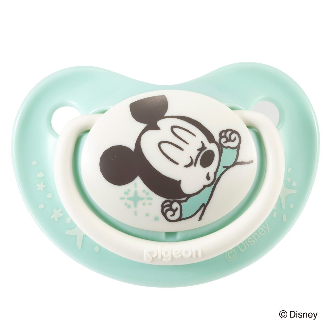 PIGEON Pacifier Fun Friends 0-3 months Special cover included Mickey pattern Skin-friendly silicone Green S size