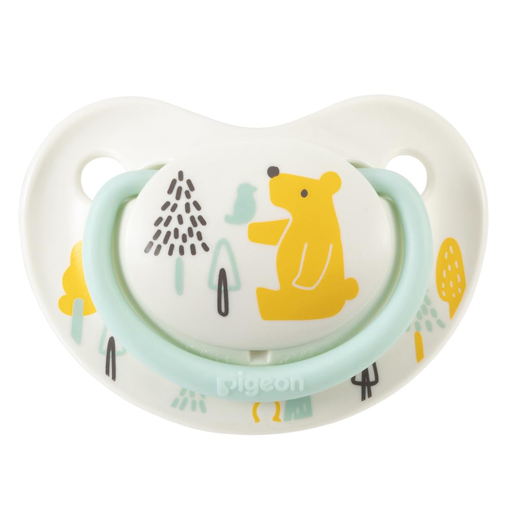 PIGEON Pacifier Fun Friends 0-3 months with special cover Bear pattern Skin-friendly silicone S size
