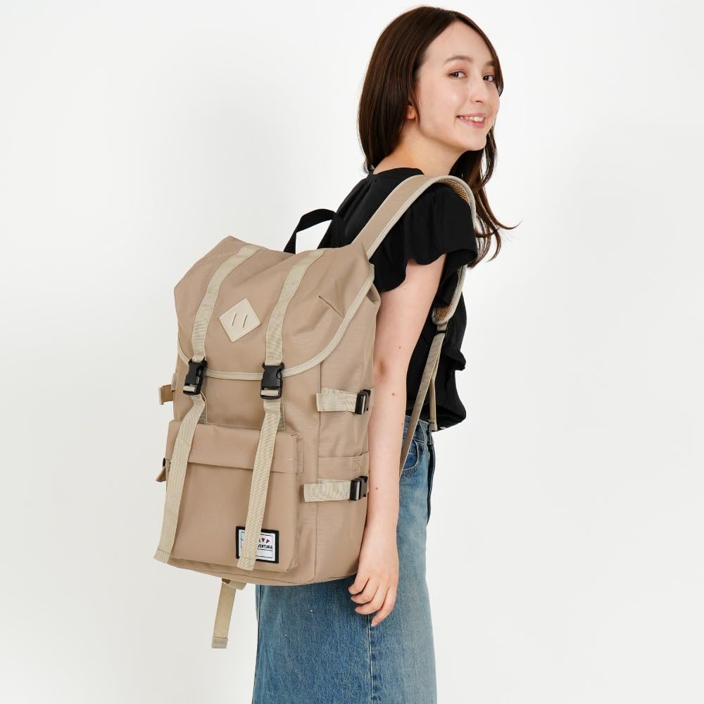 [Aventura] Rucksack Flap Backpack Water Repellent Nylon Large Capacity A4 Drawstring Logo Many of Pockets 20L Logo Back Zipper Cotton Candy Blue 1526