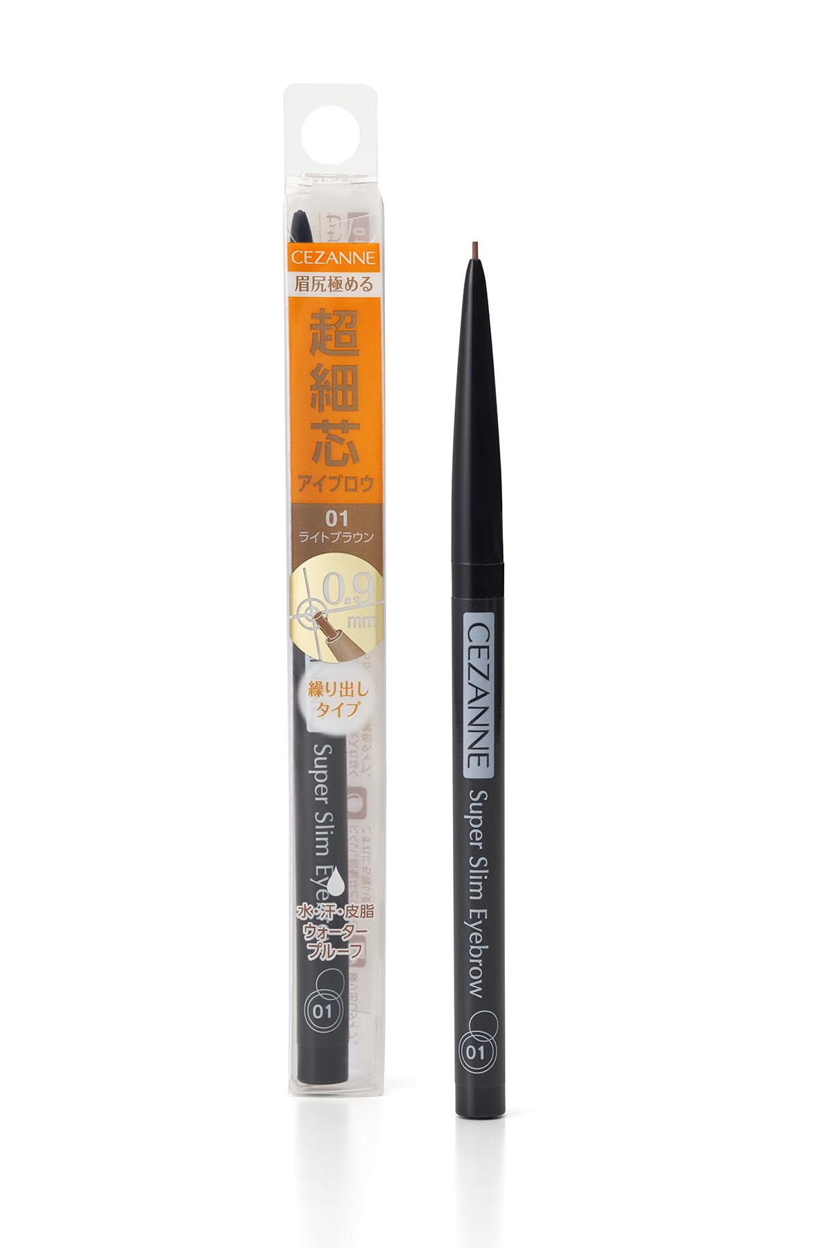 Cezanne Super Fine Eyebrow 01 Light Brown 0.02g 0.9mm eyebrow that can be drawn down to the end of each eyebrow
