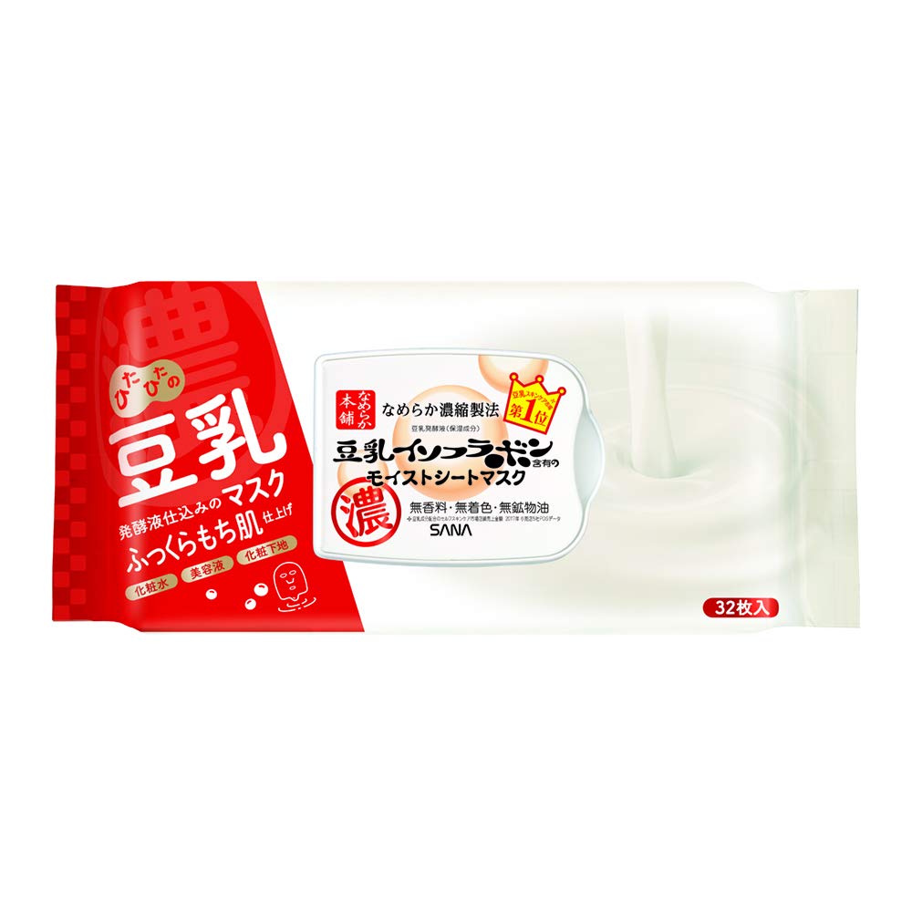 Nameraka Honpo Moist Sheet Mask N 32 Pieces Soy Milk Isoflavone Moisturizing Large Capacity Mask Pack Face Pack