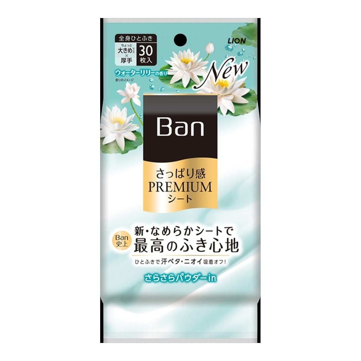 라이온 Ban 프리미엄 시트 파우더 인 워터 릴리 30장