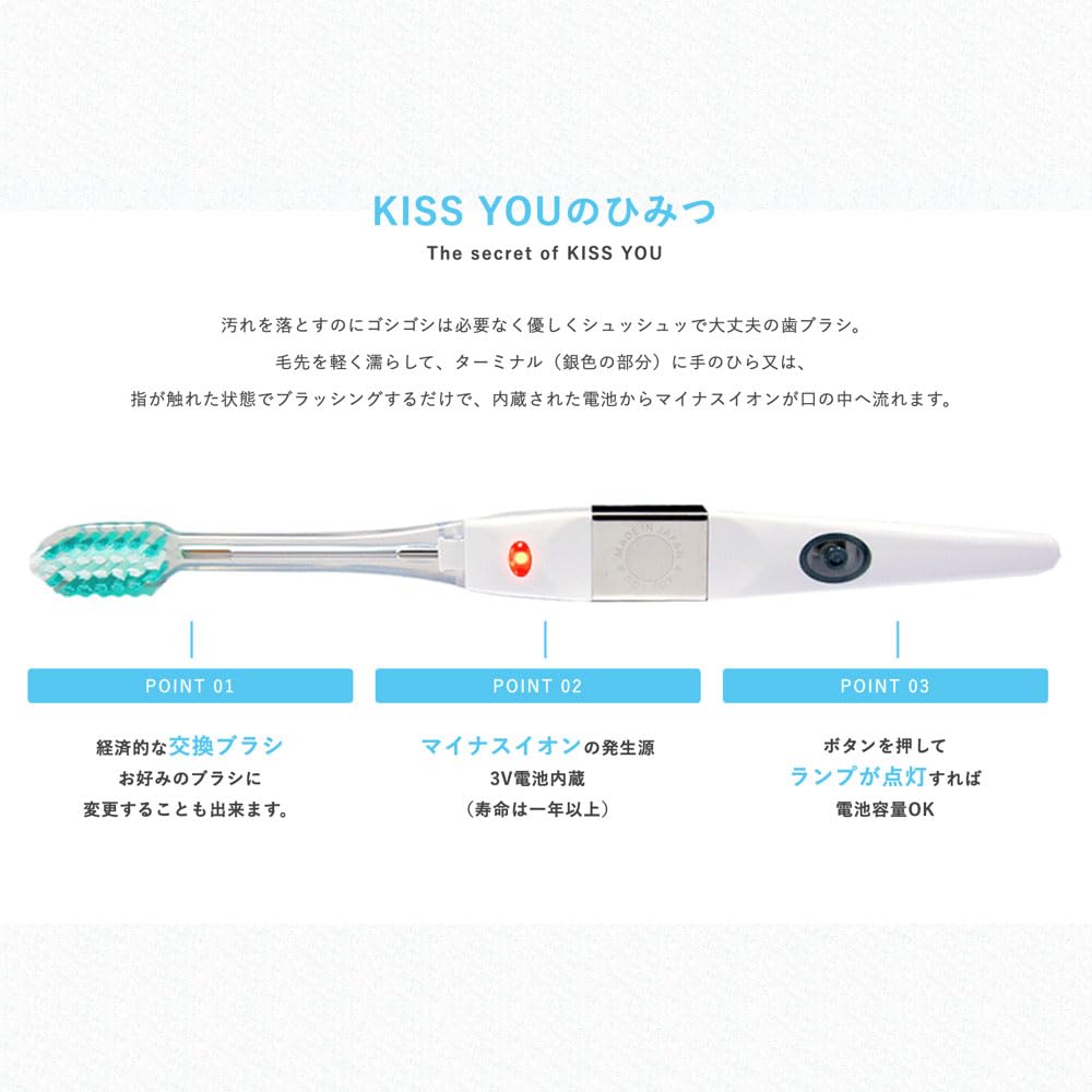 KISS YOU Ion Toothbrush, Regular, Regular, Replacement Brush (2 pieces) *Color cannot be selected
