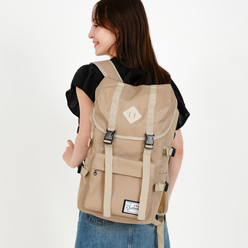 [Aventura] Rucksack Flap Backpack Water Repellent Nylon Large Capacity A4 Drawstring Logo Many of Pockets 20L Logo Back Zipper Cotton Candy Blue 1526
