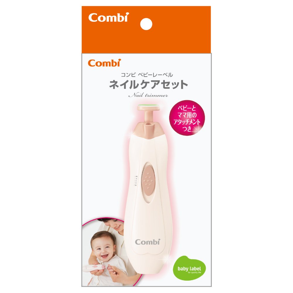 【한정】콤비 베이비 라벨 네일 케어 세트 베이비 핑크 6 타입의 어태치먼트 첨부(아기용 3종/어른용 3종)