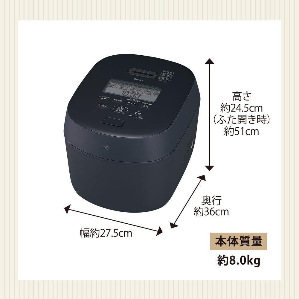 Zojirushi Mahobin Rice Cooker 1 Sho Flame Cooker Pressure IH Type Made in Japan 2 Care Points Slate Black NW-NA18-BZ