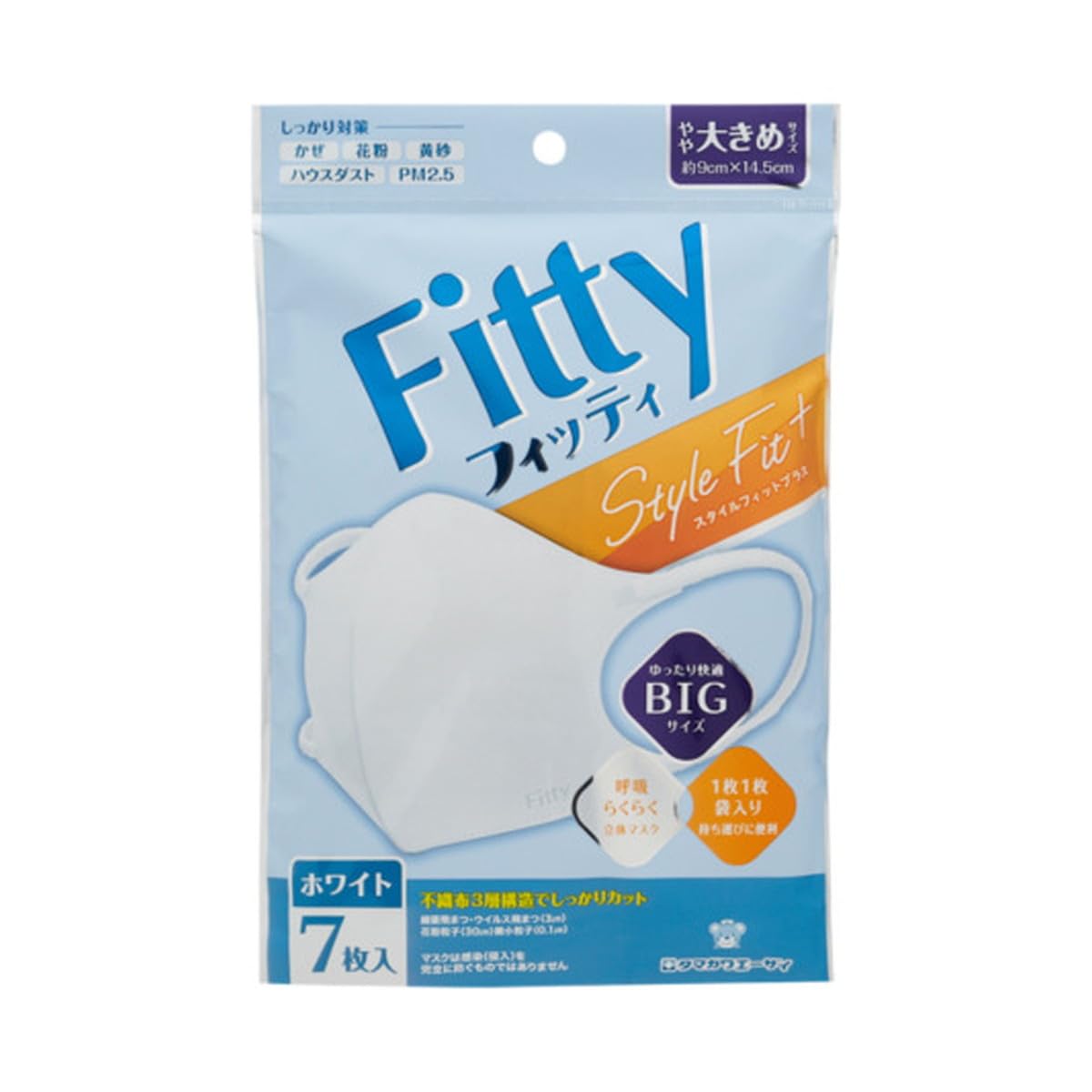 타마가와 에자이 Fitty 피티 스타일 피트 플러스 입체 약간 큰 화이트 7 장입