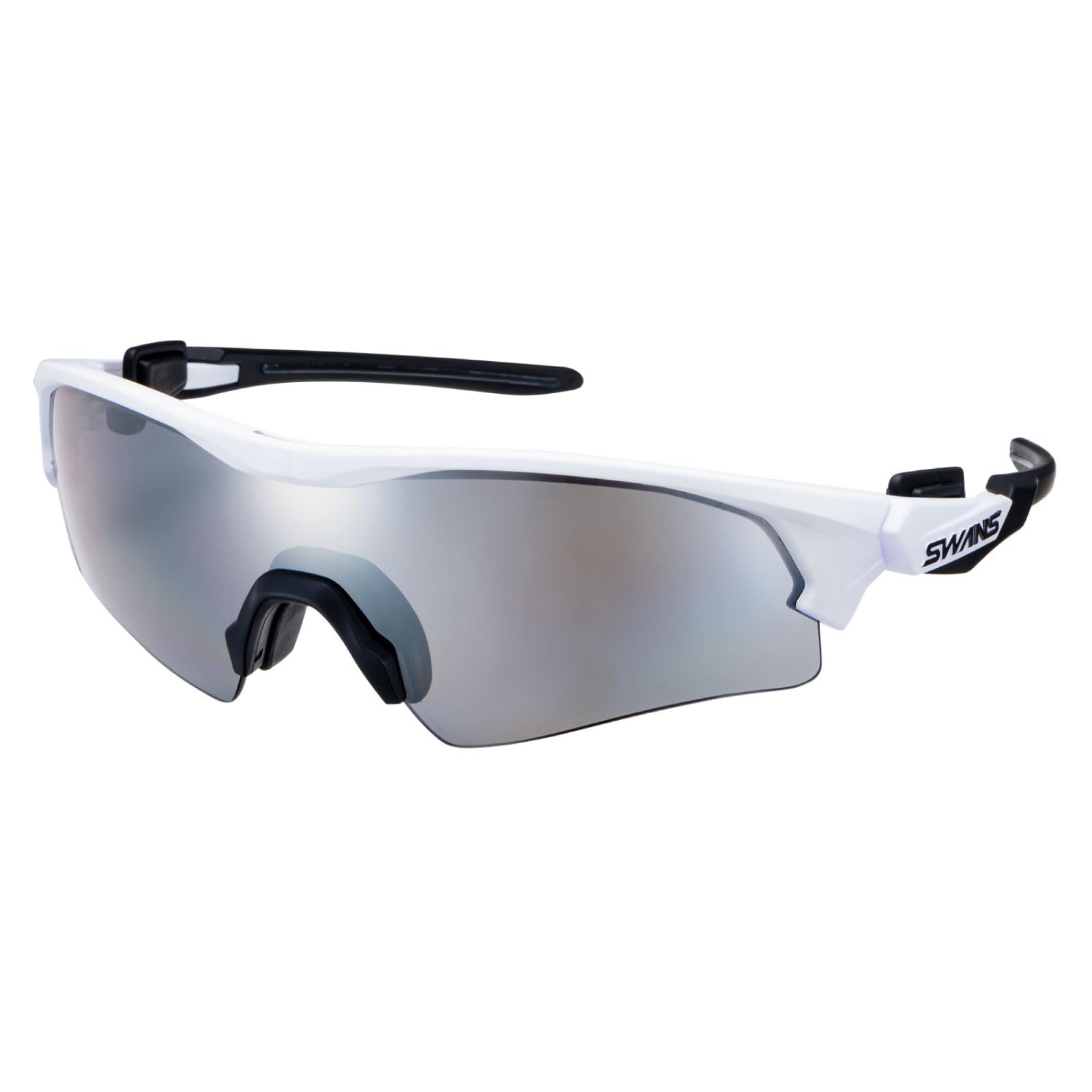 SWANS Sports Sunglasses FACEONE FO-3151 MAW Made in Japan Polarized Mirror Matte White Silver Mirror x Polarized Smoke (Multi-coated Back) Baseball Tennis Cycling Running