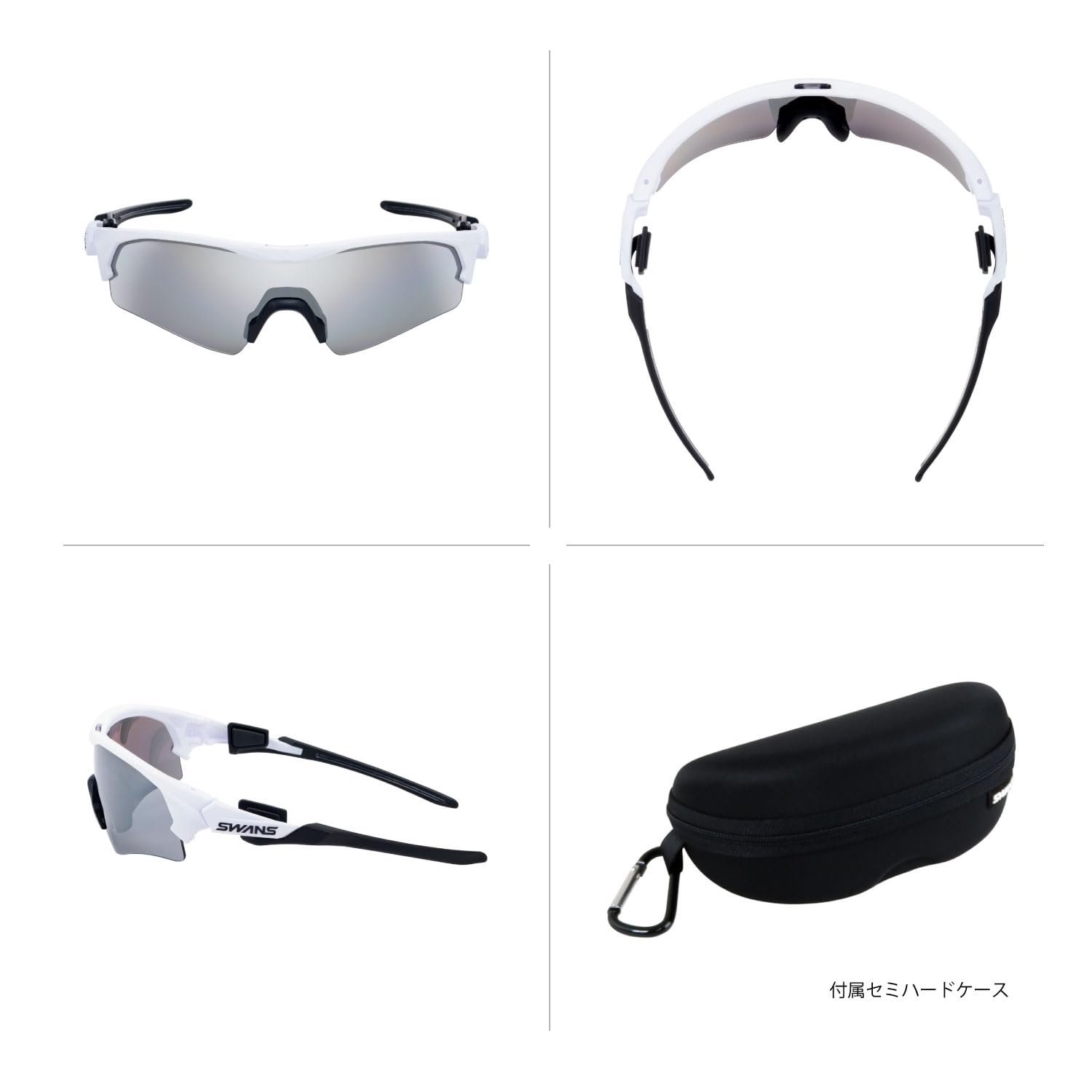 SWANS Sports Sunglasses FACEONE FO-3151 MAW Made in Japan Polarized Mirror Matte White Silver Mirror x Polarized Smoke (Multi-coated Back) Baseball Tennis Cycling Running