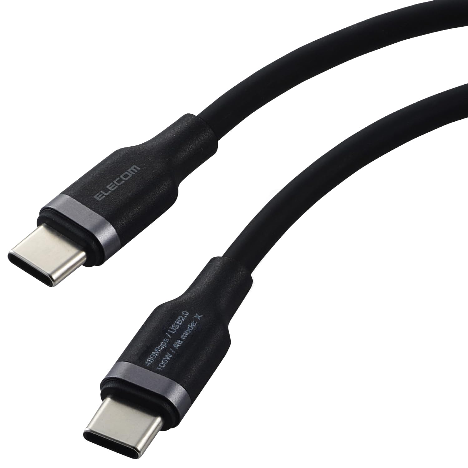 ELECOM USB Type C Cable 1m 100W PD Compatible Fast Charging Silicone Material Smooth Soft [Compatible with MacBook/iPad/Galaxy/Android Smartphones, Tablets, etc.] Black [Verified Compatibility with iPhone 16 Series] MPA-CCECSS10BK