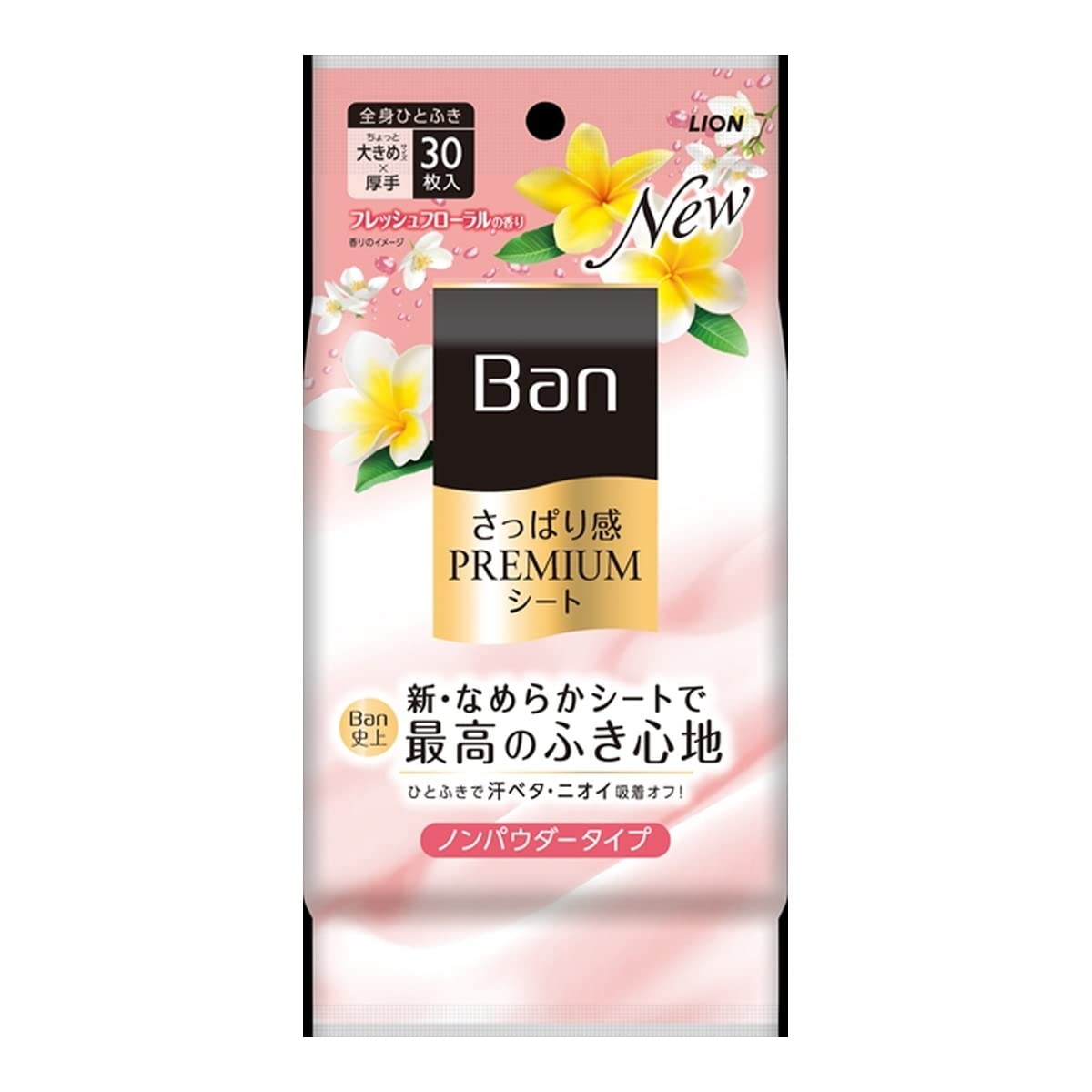 Ban Refreshing PREMIUM sheets, non-powder type, fresh floral scent, 30 sheets