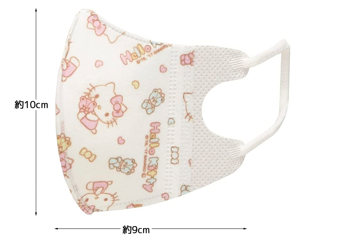 Skater Non-Woven 3D Mask, 3-Layered Structure, For 2-3 Years Old, 5 Pieces, Hello Kitty Sanrio MSKB1-A