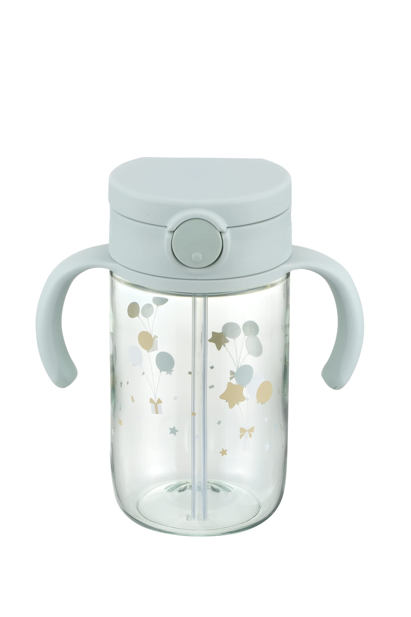 Richel Non-Leaking Easy to Wash Outing Straw Mug Light Blue 320ml From 7 Months You can use the straw at the front to drink until the end.