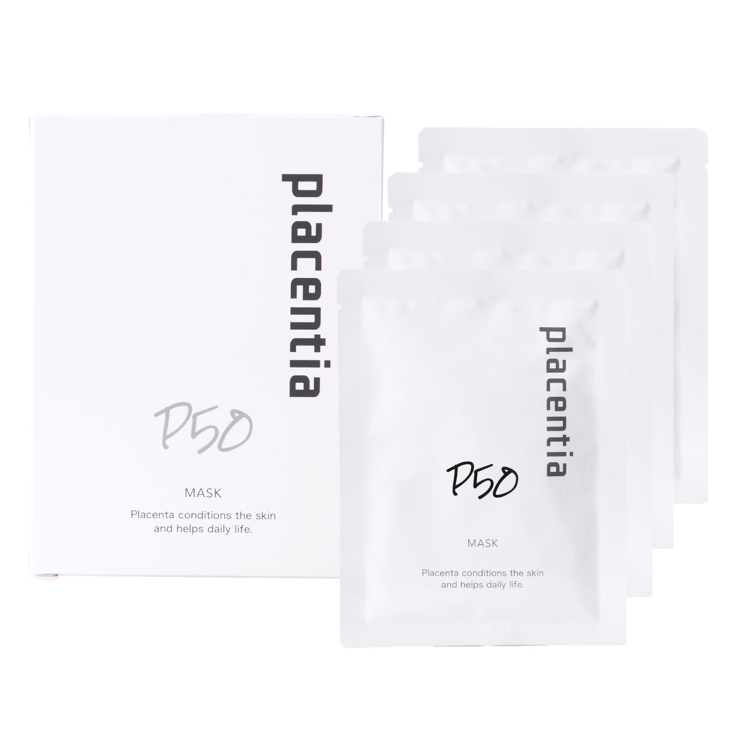 Placentia Highly Concentrated Placenta Face Mask Main Ingredient Placenta Extract Made in Japan Intensive Moisturizing Sheet Mask 4 Pieces | Placentia Extract Face Mask Intensive Moisturizing Skincare Made in Japan