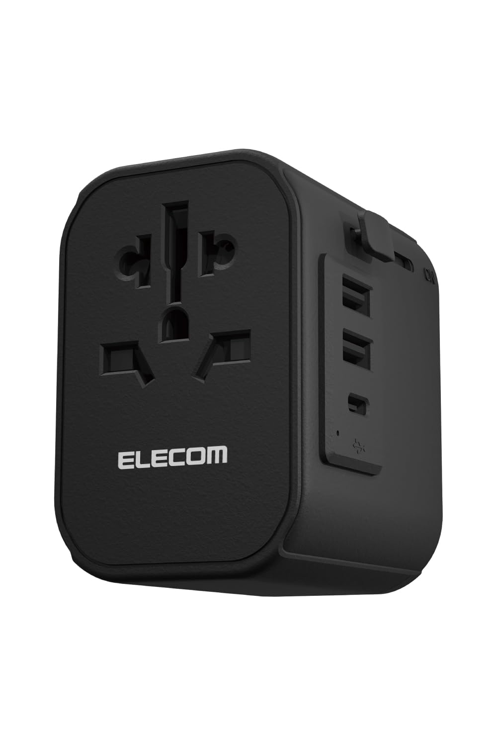 ELECOM Overseas Conversion Plug A/BF/O/C Type USB Type-C x 1 USB-A x 2 15W Polar Compatible (N Pole Compatible) Black T-HPAM-15A2CBK