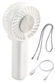 [2025 Model] ELECOM Handy Fan Cooling Plate 3 Level Adjustment Freestanding Carabiner Strap Included Foldable Tabletop USB Fan Type-C-A Cable Included White FAN-U252WH