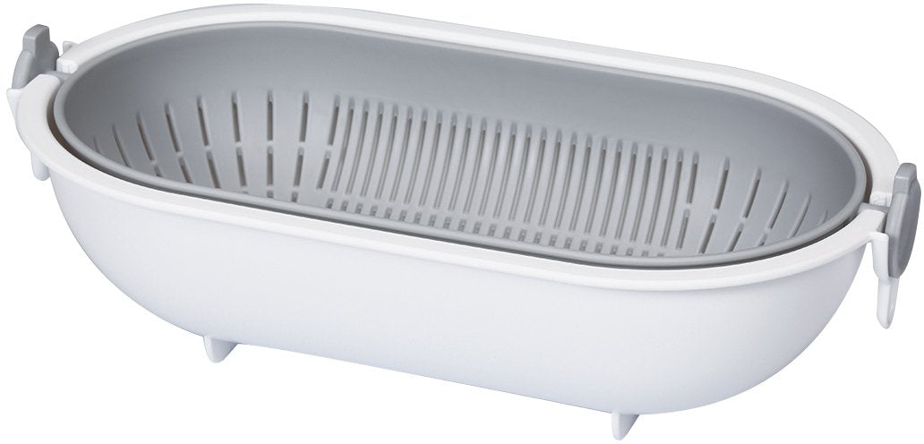 Kokubo Zaru Spin Wheel Colander Oval Gray KK-313
