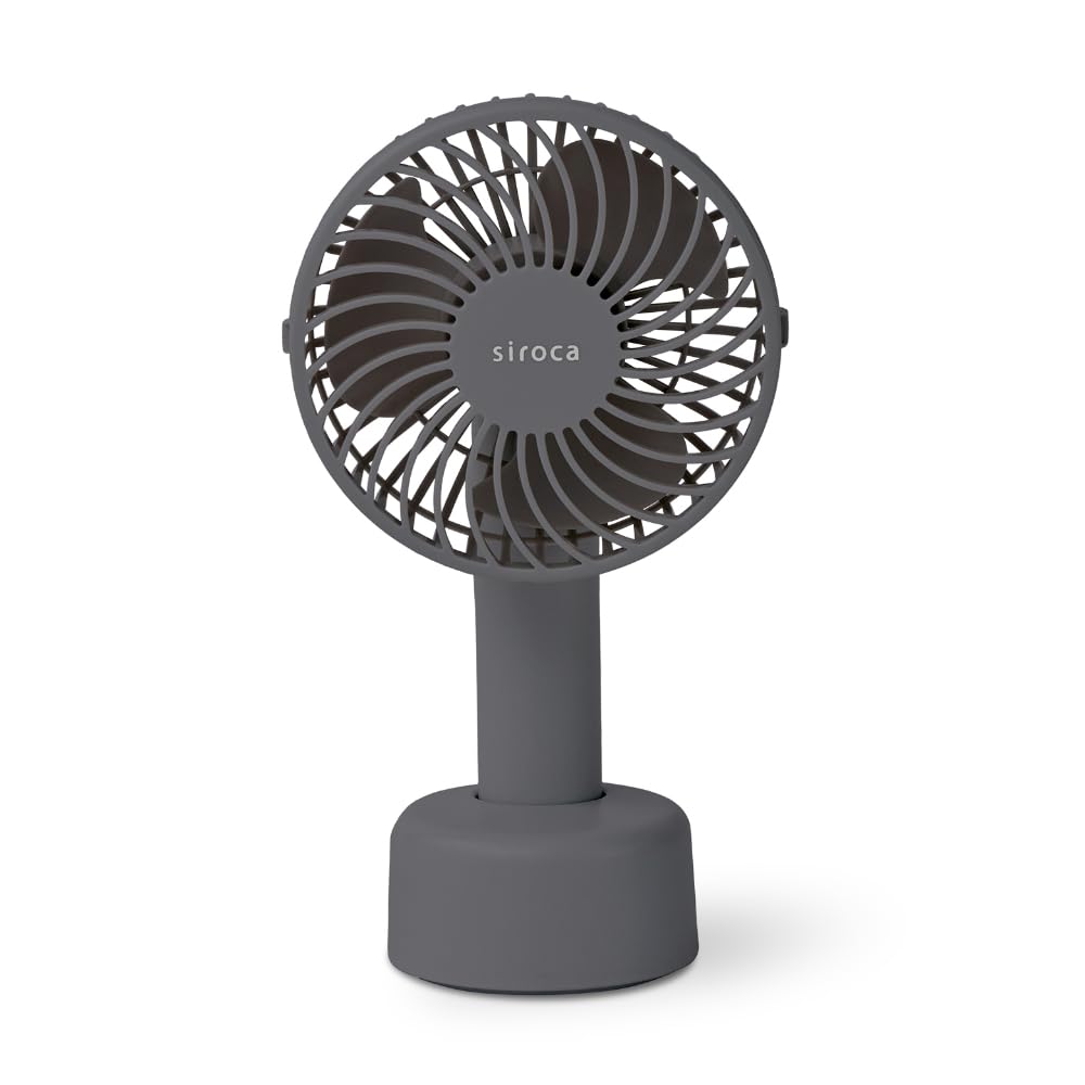 Shiroka Handy Fan 2025 Model | Fan with neck strap, 3WAY Handy Neck Hanging, Tabletop, 4 levels of airflow adjustment, USB Type-C Compatible, Portable, Lightweight, Compact, Rechargeable, Antibacterial Specification | SF-H631(HS) Stone Gray