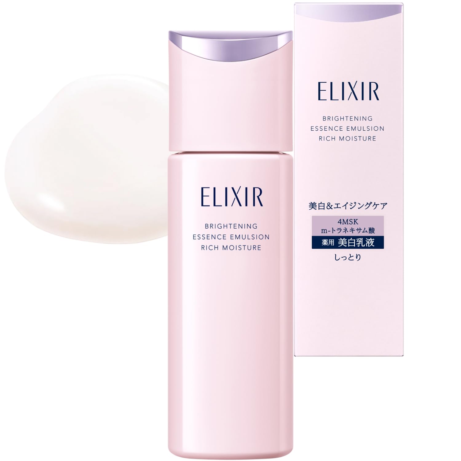 ELIXIR Emulsion Brightening Emulsion Moist Type CA [2026 Model] Main Unit 130mL Quasi-drug Whitening Transparency Stain Prevention Firmness Moisture Aging Care Collagensis m-tranexamic acid 4MSK White ELIXIR